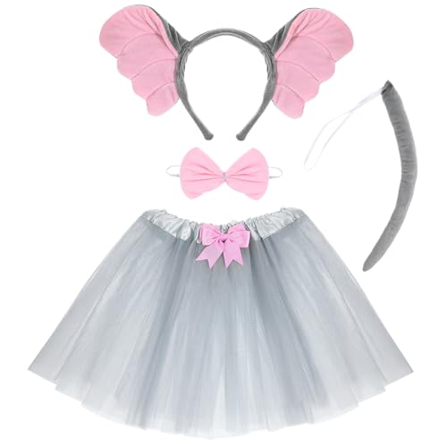 Mikikit 1Satz Kostüm Set für Teiliges Cosplay Set mit Grauem Tüllrock und Elefantenohren Halloween Geburtstagsfeiern und Tier Themenveranstaltungen Mikikit 1Satz Kostüm Set für Teiliges Cosplay Set mit Grauem Tüllrock und Elefantenohren Halloween Geburtstagsfeiern und Tier Themenveranstaltungen von Mikikit