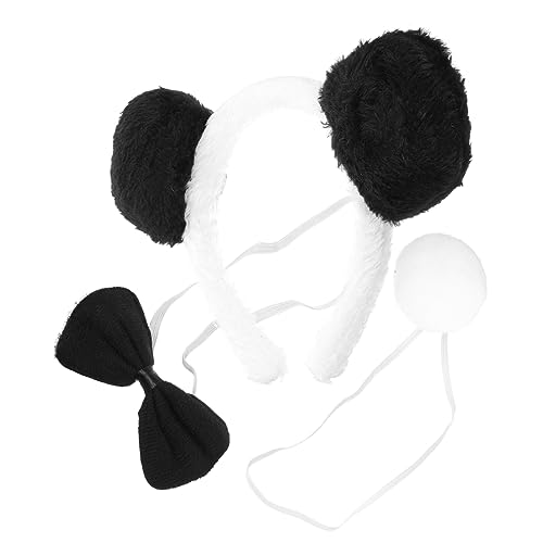 Mikikit 1Satz Panda Kostüm für Stirnband Fliege für Cosplay Halloween Mottopartys Hautfreundliche Materialien für Zoo Dschungelpartys von Mikikit