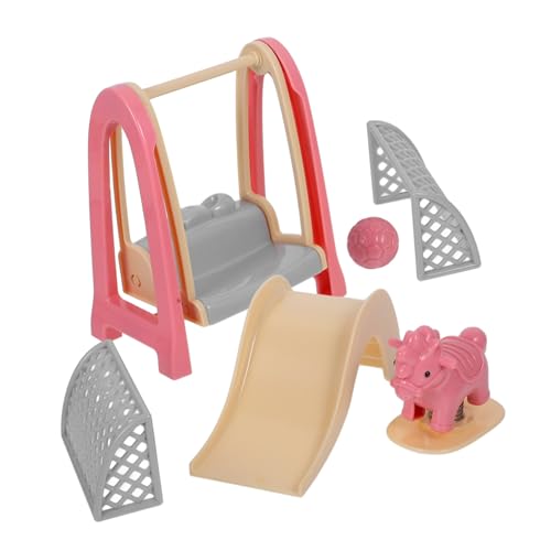 Mikikit 1Satz Puppenhaus Zubehör Simulation Schaukel für Kreatives Spielhaus Zubehör Hochwertiges Schaukelpferd und Fußballtor von Mikikit