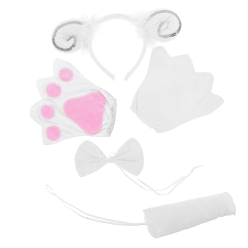 Mikikit 1Satz Tierkostüm Set für Cosplay mit Stirnband Fliege Handschuhen Halloween Karneval Leicht für Tierkostümpartys von Mikikit
