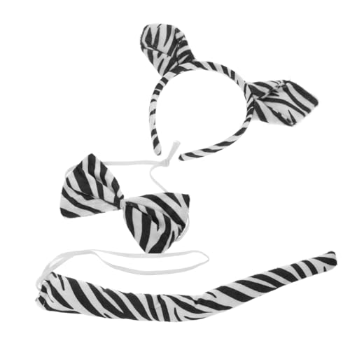 Mikikit 1Satz Zebra Cosplay Kostüm Teiliges Stirnband mit Fliege für Halloween Karneval Kostümpartys Bequemes Auffälliges Zubehör für Tierkostüme von Mikikit
