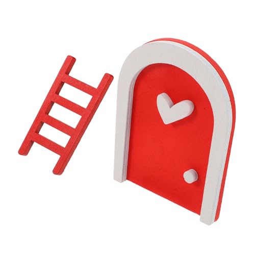 Mikikit 2 Pcs Holz Mini -tür Für Gartendekoration Mini Holzleiter Für Puppenhaus Winziges Türmodell Für Mini House Möbel Winziges Leiter Modell von Mikikit