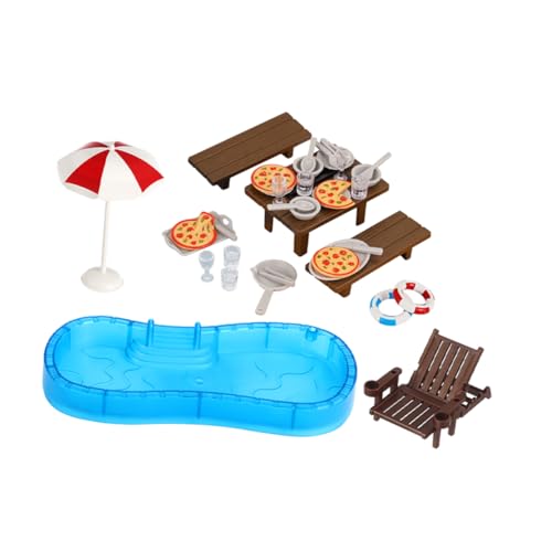 Mikikit 2 Sätze Puppenhaus-Schwimmbad Puppenhauszubehör Strand-Miniatur-Puppenhaus-Dekoration Miniaturmöbel Puppenhausstrand puppenhaus Wohnzimmer möbel Kindermöbelzubehör Plastik von Mikikit