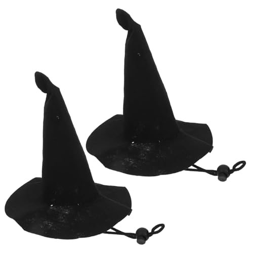 Mikikit 2 Stück Halloween-hexenhut Puppenzubehörhut Hexenhut-Modell Halloween-mini-Hut Halloween -Hut Halloween-puppendekor Puppenhaus-Halloween Kleiner Trachtenhut Vlies Schwarz von Mikikit