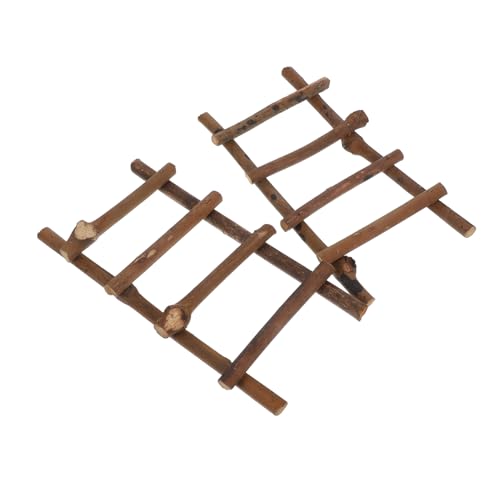 Mikikit 2 Stück Mikro-Landschaftsleiter Mini-Trittleiter Puppenhaus-Ornament Miniaturleiter für Feengarten Mini-Leiterstütze Miniatur-Leiter- Kleine Rattanmöbel Coffee von Mikikit