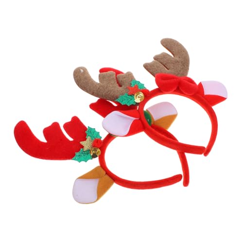 Mikikit 2 Stück Rentier Geweih Haarreif Teiliges Weihnachtskopfband mit und Khakifarbenem Geweih Festliche Haaraccessoires für Weihnachten Halloween Karneval Party von Mikikit