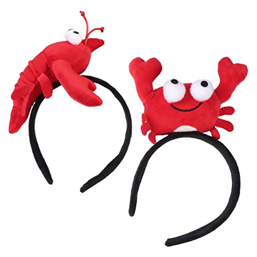 Mikikit 2 Stück Rotes Teiliges Krabben und Hummer Haarreifen Tierkostüm Haarschmuck für Junge Mädchen Seafood Restaurant Motto Party Halloween Weihnachten von Mikikit