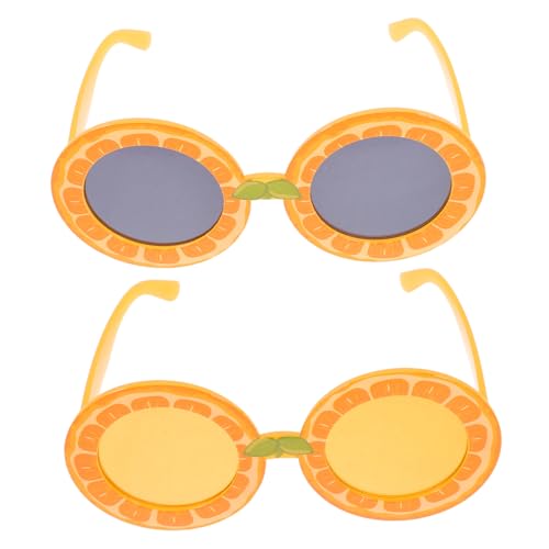 Mikikit 2 Stück Sommer Luau Sonnenbrille Obstform Zitronen Orange Brille Runde Rahmen Lustige Partybrille Strandbrille Wiederverwendbar Leicht Und Komfortabel von Mikikit