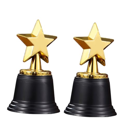Mikikit 2 Stück Sporttrophäe Feiertagstrophäe Feier-trophäen-requisite Jubeltrophäe Trophäenpreis Sterntrophäe Aus Kunststoff Trophäe Erster Platz Mini-trophäen Mini -trophäe Plastik von Mikikit