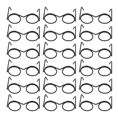 Mikikit 20Stücke Puppenbrille aus Runde Rahmen ohne Gläser Stilvolles Zubehör für Puppen für Kleine DIY Puppendekoration Klassisches Design von Mikikit