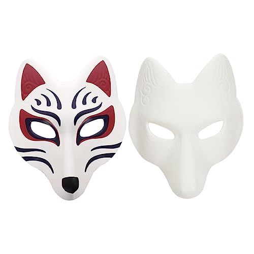 Mikikit 2Stücke DIY Leere Fuchs Masken für Maskerade Halloween Handgemalte Masken für Kreative Partys Sicher Vielseitig Einsetzbar von Mikikit