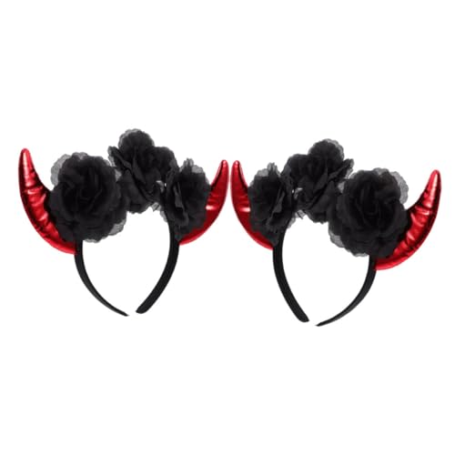 Mikikit 2Stücke Halloween Teufelshorn Stirnband Haarband für Fasching Karneval und Kostümparty Teufel Kostümzubehör Schickes Haarschmuck Mikikit 2Stücke Halloween Teufelshorn Stirnband Haarband für Fasching Karneval und Kostümparty Teufel Kostümzubehör Schickes Haarschmuck von Mikikit