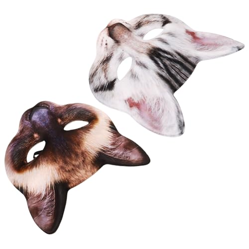Mikikit 2Stücke Katzenmaske für Halloween Realistische Katzenkopfmasken Hochwertigem Material für Kostümparty Cosplay Maskeraden Detailgetreu von Mikikit