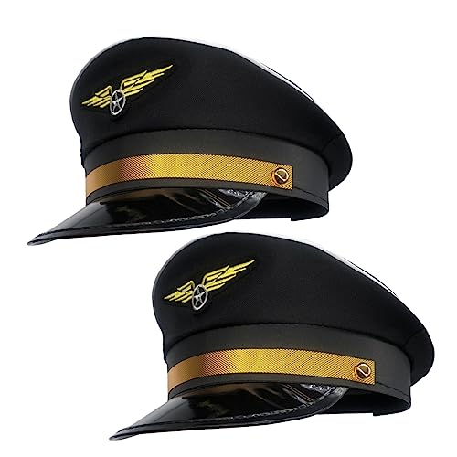 Mikikit 2Stücke Pilothut für Männer Verstellbar für Cosplay Halloween Dekorativer Flugzeug Pilot Hut für Partys Mikikit 2Stücke Pilothut für Männer Verstellbar für Cosplay Halloween Dekorativer Flugzeug Pilot Hut für Partys von Mikikit