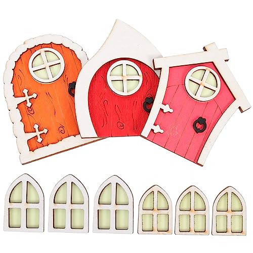 Mikikit 3 Sätze Holz Miniatur Dekoration mit Leuchteffekt Garten Deko für Puppenhaus Lebensechte Handwerkskunst DIY Feenhaus Zubehör für Kinderzimmer und Outdoor Bereich von Mikikit