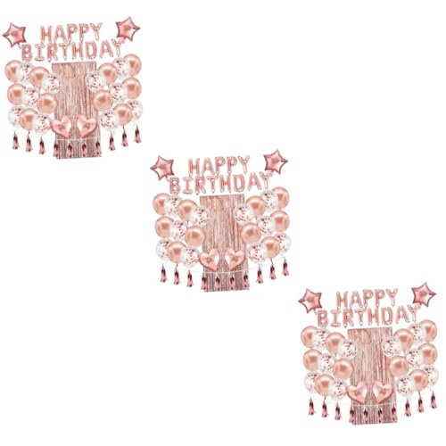 Mikikit 3 Sätze Konfetti-Ballon-Set Herzballon dekorative hängende Luftballons Ornament roségoldene Verzierungen Partyballons prop Festivalballon aus Aluminiumfolie Blitz schmücken Vorhang von Mikikit