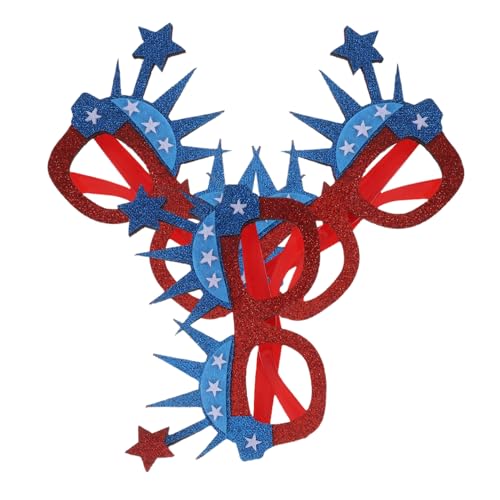 Mikikit 3 Stück Patriotic Party Sonnenbrillen Unabhängigkeitstag Rot Weiß Blau Stern Krone Design Lustige Brille für Erwachsene Komfortabel und Auffällig für Amerikanische Feier von Mikikit