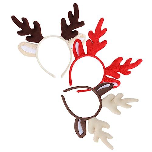 Mikikit 3 Stück Teiliges Rentiergeweih Haarreif mit Hörnern und Ohren Leichtes Weihnachts Stirnband für Damen und Festliches Accessoire für Party Cosplay und Bühnenauftritte von Mikikit