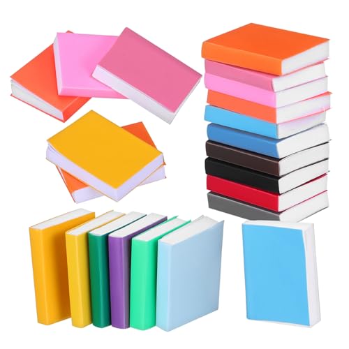 Mikikit 32 Stück Puppenhaus Schlafzimmerzubehör für Puppenstuben Bunte Minibücher Miniaturbücher gemischte Farben Mini-Sachen Miniatur -Bücherregal beschichtetes Papier von Mikikit
