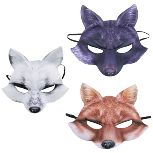 Mikikit 3Stücke Halloween Fuchs Halbmaske Eva Realistische Tiergesichtsmaske für Cosplay Partys Vielseitige Urlaubsmaske für Männer Frauen für Halloween Mikikit 3Stücke Halloween Fuchs Halbmaske Eva Realistische Tiergesichtsmaske für Cosplay Partys Vielseitige Urlaubsmaske für Männer Frauen für Halloween von Mikikit