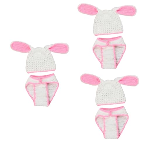 Mikikit 3St Fotokostüm für Kinder Trendige Babykleidung Mützen für Neugeborene Babys Arbeitshosen Requisiten für die Neugeborenenfotografie Requisiten für die Babyfotografie Strickmütze von Mikikit