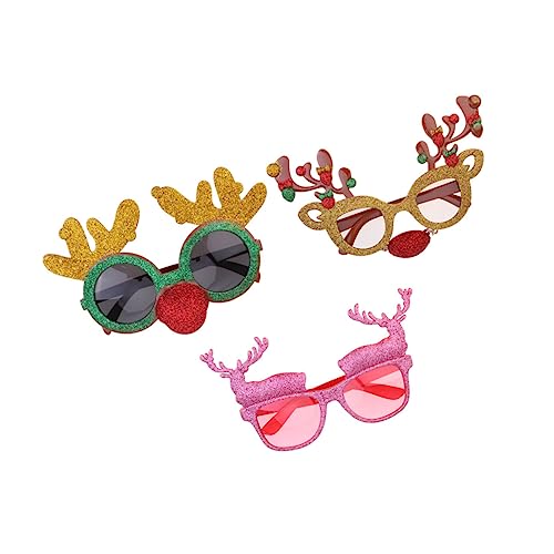 Mikikit 3st Weihnachtsmann-party-brille Elch-dekor Strumpffüller Kostüm Zubehör Für Weihnachten Weihnachtsbrillengestell Weihnachtsmann-sonnenbrille Foto Brillengestelle Männer Und Frauen von Mikikit