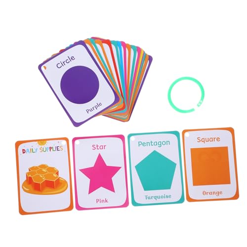 Mikikit 49 Stück Fröhliche Teilig Lernkarteikarten für Kleinkinder Kognitive Lernkarten mit Geometrischen Formen Robust und Blendfrei Pädagogische Flashcards für Junge Mädchen und von Mikikit