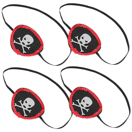 Mikikit 4Stücke Piraten Augenklappen mit Paillettenrand Kostümzubehör für Erwachsene Piraten Mottopartys Halloween Maskeraden Rollenspiele Geschenkidee von Mikikit