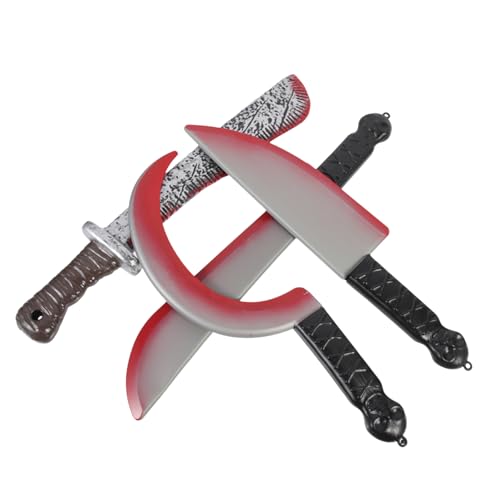 Mikikit 4Stücke Teiliges Halloween Blutfake Messer Realistische Kunststoff Cutter und Requisiten für Gruselige Partys und Dekorationen für Spaß Mikikit 4Stücke Teiliges Halloween Blutfake Messer Realistische Kunststoff Cutter und Requisiten für Gruselige Partys und Dekorationen für Spaß von Mikikit
