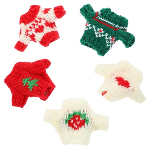 Mikikit 5 Stck Teiliges Puppen Strickpullover Winterliche Austauschbare Puppenkleidung Bunte Muster Weiche Stoffe Geeignet für Puppenkleiderschrank Outfits für Mädchen von Mikikit