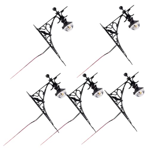 Mikikit 5 Stück Modell Wandleuchte drinnen klein Ornamente Puppenhaus-Wandleuchten wandlampe selber Machen Sandtisch dekorative Lampe winzige Lampe Edelstahl Plus abs Black von Mikikit