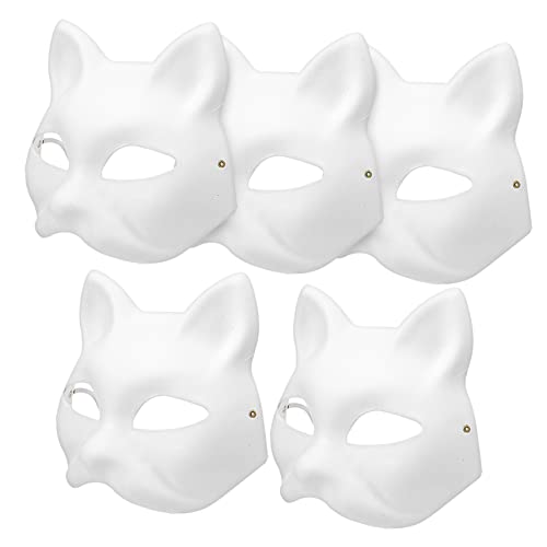 Mikikit 5Stücke DIY Katzenmaske Leere Papiermasken Cosplay Halloween Handbemalbare Maskerade Masken für Kostümpartys Kreative Dekoration von Mikikit