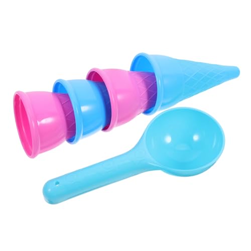 Mikikit 5Stücke Teiliges Strandspielzeug mit Eistüten Scoops aus Umweltfreundlichem für Kreatives im Sandkasten oder Am Strand Zufällige Farben von Mikikit
