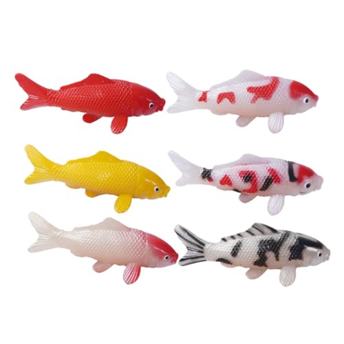 Mikikit 6 Stück Koi-Fisch-Modell Fischtankdekoration Koi- Fischstatue im Innenbereich Koi-Fisch-Figur künstliches Tier Miniaturfisch gefälschtes Fischmodell gefälschter Fisch PVC von Mikikit