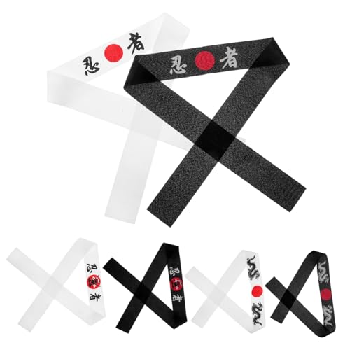 Mikikit 6 Stück Ninja Stirnbänder Bandana Stirnband Zum Kochen Sport Stirnband Party Karate Bandana Karate Zubehör Polyester von Mikikit