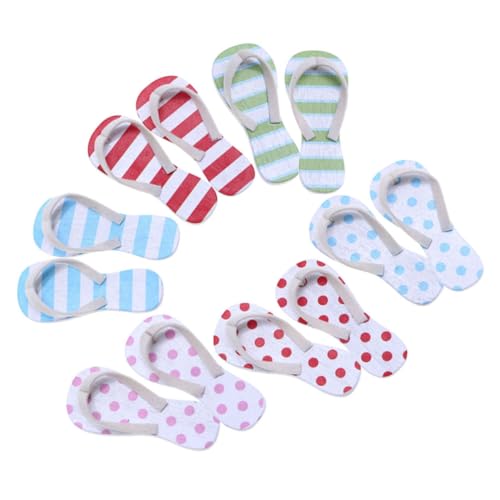 Mikikit 6Paare Strand Slipper Deko Modell Hausschuhe für Puppenhaus Szenen Mini Hausornament und Requisite für Sommer Deko und Kreative Mikikit 6Paare Strand Slipper Deko Modell Hausschuhe für Puppenhaus Szenen Mini Hausornament und Requisite für Sommer Deko und Kreative von Mikikit