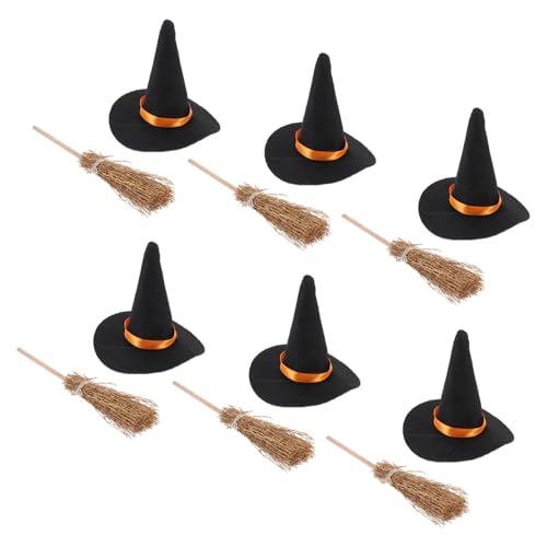 Mikikit 6Satz Mini Hexenbesen und Hüte Set Teiliges Bastelset für Halloween Dekoration Mini Hexenhäubchen und Kleinen Besen für Partys und DIY Projekte Mikikit 6Satz Mini Hexenbesen und Hüte Set Teiliges Bastelset für Halloween Dekoration Mini Hexenhäubchen und Kleinen Besen für Partys und DIY Projekte von Mikikit