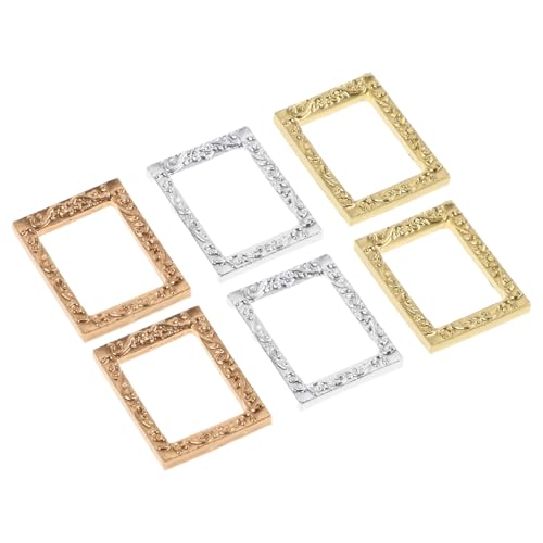 Mikikit 6Stücke Bilderrahmen für Puppenhäuser Vintage Stil Mikro Fotorahmen für Miniaturfotografie Dekorative Requisiten und Roségold für Wohnkultur von Mikikit