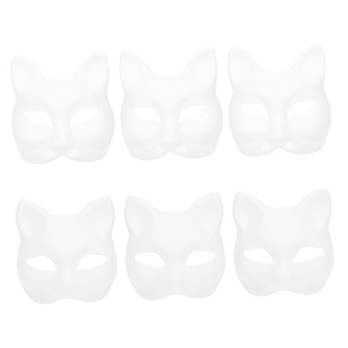 Mikikit 6Stücke Unbemalte DIY Tiermasken Weiße Maske für Fuchs für Karneval Geburtstagsfeiern Schulpartys Kreative Bastelprojekte von Mikikit