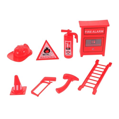 Mikikit 8 Stück Brandschutzzubehör Modell Kinderspielzeug Mini-Feuerlöscher-Modell Feuerwehrgeburtstagsfeier Vorräte Puppenhaus-Feuerlöscher Feuerlöscher Plastik rot von Mikikit