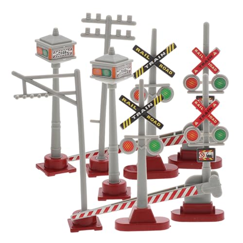 Mikikit 8Stücke Teiliges für Mini Landschaften Verkehrsschilder und Ampeln für DIY Sandtisch Dekorationen Eisenbahnszenen von Mikikit