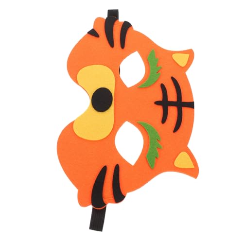 Mikikit Cosplay Tiger Halbmaske für Realistische Tiermaske aus Filz für Halloween Kostümparty Verkleidungen Einstellbare Maske Tolles für Kleine Tierfans von Mikikit