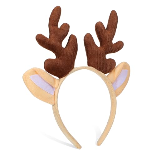 Mikikit Haarreif Weihnachten Geweih Stirnband für Mädchen Weihnachtskopfschmuck Leichtes Langlebiges Partyaccessoire Festlicher Haarschmuck von Mikikit
