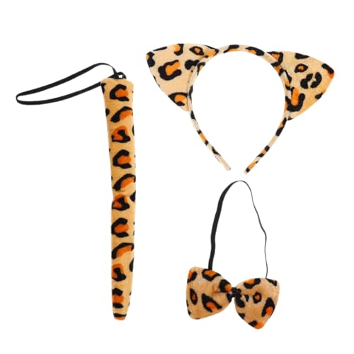 Mikikit Künstliches Leopardenohren Stirnband Set für Plüsch Kostümzubehör mit Fliege für Halloween und Tier Themenpartys Sicheres und Stylisches Zubehör für Kleine Mikikit Künstliches Leopardenohren Stirnband Set für Plüsch Kostümzubehör mit Fliege für Halloween und Tier Themenpartys Sicheres und Stylisches Zubehör für Kleine von Mikikit