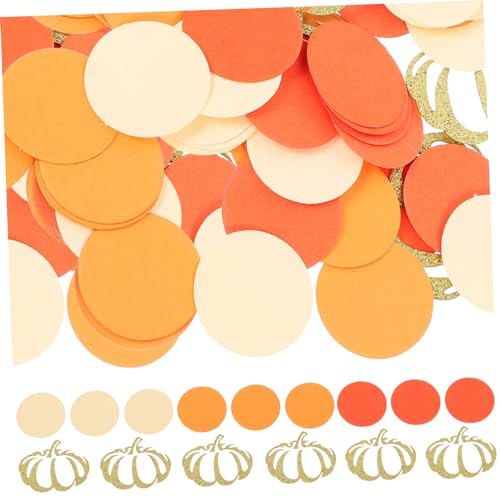 Mikikit Kürbis Papierkonfetti Runde Streudeko für Thanksgiving Party Vielseitig Einsetzbar als Tischdeko Wand und Raumdekoration Zubehör für Herbstfeste und Fotografie Sets von Mikikit