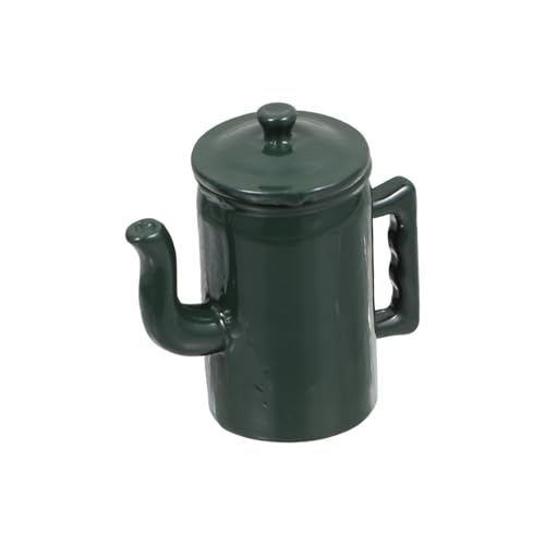 Mikikit Maßstab Puppenhaus Zubehör Metall Kaffeekanne mit Deckel Dunkelgrün für Miniaturhaus Dekoration von Mikikit