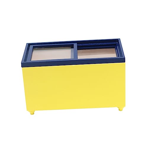 Mikikit Mini Gefrierschrank Rollenspiele und Puppenhaus Zubehör Langlebiges Holzmaterial von Mikikit