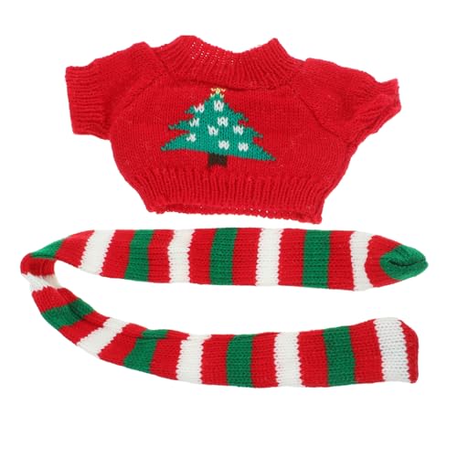 Mikikit Mini Puppen Strickpullover mit Austauschbarem Verschleißfestem Schal für Puppenhaus Sichere Baumwollkleidung für Dekorativer Herbst Winter Puppenpullover für Kleine Mädchen von Mikikit