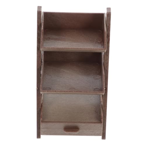 Mikikit Miniatur Stufiges Kunststoff Regal Tiefbraun für Puppenhaus Mini Bücherregal Vielseitig für Winzige Pflanzen und Geeignet von Mikikit