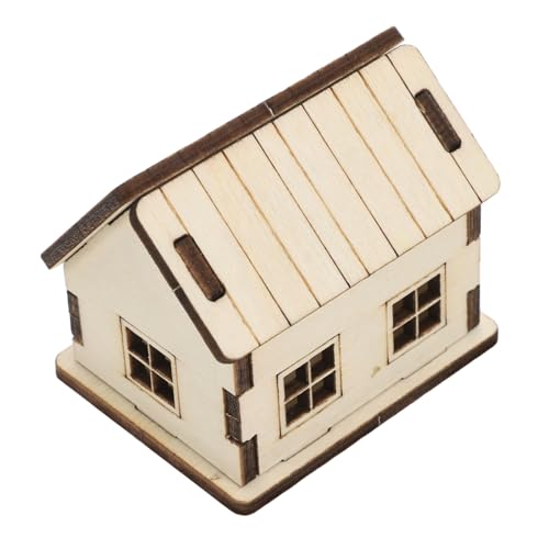 Mikikit Miniaturhaus Mini-hausbausatz Modellhaus-bausatz -modellbausatz Unfertiges Holzhaus Puppenhaus Miniatur Bausatz Selber Machen Hausmodellbausatz Winziges Hölzern Khaki von Mikikit